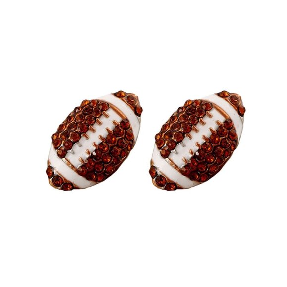 NEW! Sparkling Jeweled Football Stud Earrings - Picture 1 of 2